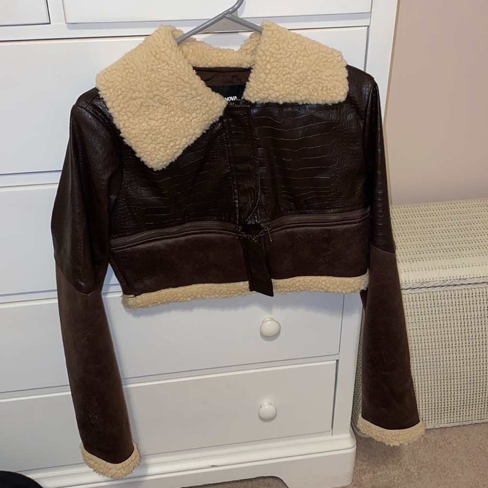 Cropped bomber jacket fashion nova